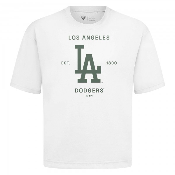 Los Angeles Dodgers Levelwear White Crossway Oversized Luxe Signature Knit T-Shirt