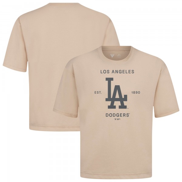 Los Angeles Dodgers Levelwear Khaki Crossway Oversized Luxe Signature Knit T-Shirt