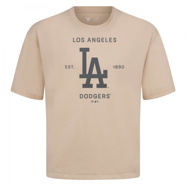 Los Angeles Dodgers Levelwear Khaki Crossway Oversized Luxe Signature Knit T-Shirt