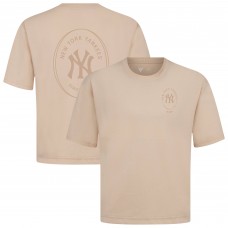 New York Yankees Levelwear Khaki Signet Oversized Luxe Signature Knit T-Shirt