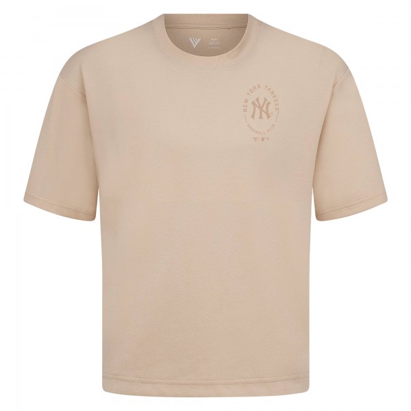 New York Yankees Levelwear Khaki Signet Oversized Luxe Signature Knit T-Shirt