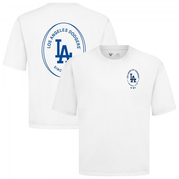 Los Angeles Dodgers Levelwear White Register Oversized Luxe Signature Knit T-Shirt