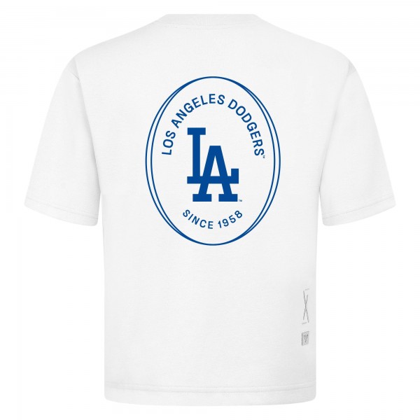 Los Angeles Dodgers Levelwear White Register Oversized Luxe Signature Knit T-Shirt