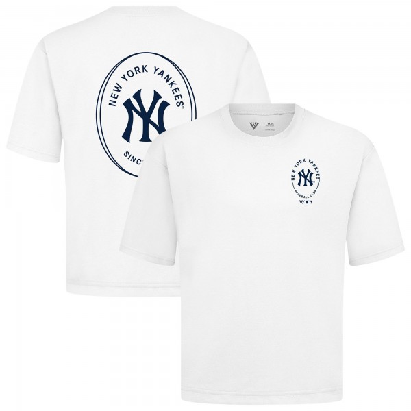 New York Yankees Levelwear White Register Oversized Luxe Signature Knit T-Shirt