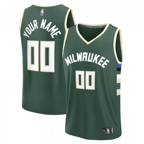 Milwaukee Bucks Fanatics Green Fast Break Custom Jersey - Icon Edition