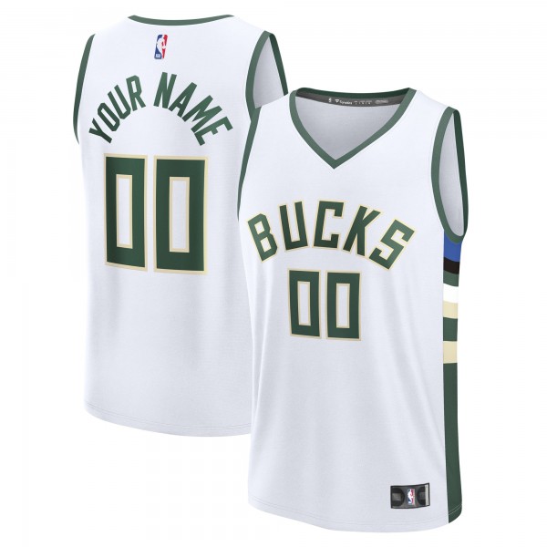Milwaukee Bucks Fanatics White Fast Break Custom Jersey - Association Edition