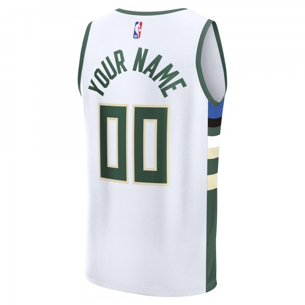 Milwaukee Bucks Fanatics White Fast Break Custom Jersey - Association Edition