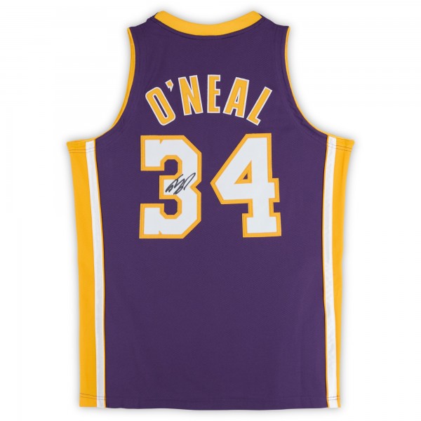 Игровая джерси Shaquille ONeal Los Angeles Lakers Autographed Fanatics Authentic Purple Mitchell & Ness 2001-02 Authentic with USA and Finals Patches