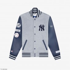 New York Yankees New York or Nowhere x New Era Heather Gray/Navy Full-Snap Varsity Jacket