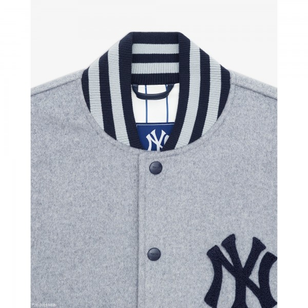 New York Yankees New York or Nowhere x New Era Heather Gray/Navy Full-Snap Varsity Jacket
