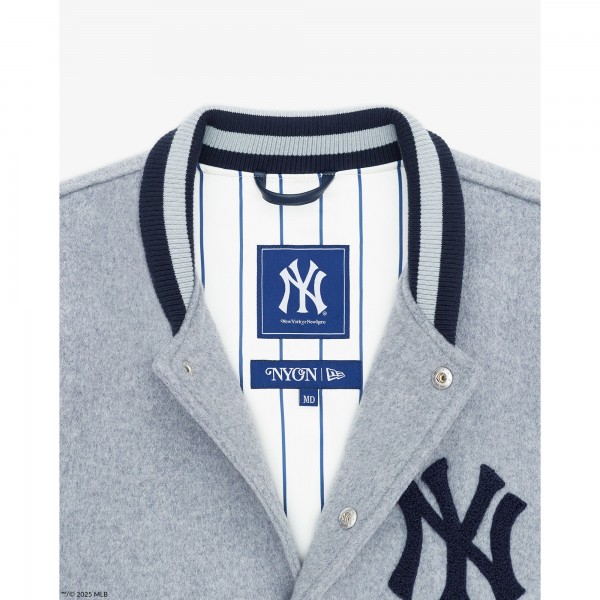 New York Yankees New York or Nowhere x New Era Heather Gray/Navy Full-Snap Varsity Jacket