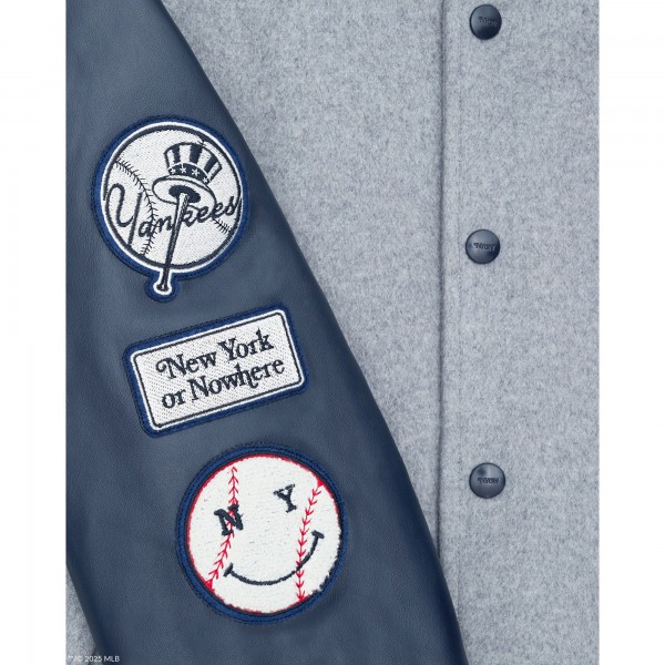 New York Yankees New York or Nowhere x New Era Heather Gray/Navy Full-Snap Varsity Jacket