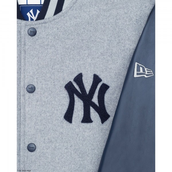 New York Yankees New York or Nowhere x New Era Heather Gray/Navy Full-Snap Varsity Jacket