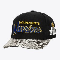 Golden State Warriors Mitchell & Ness x Just Don Black I Love This Team Snakeskin Strapback Hat
