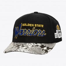 Golden State Warriors Mitchell & Ness x Just Don Black I Love This Team Snakeskin Strapback Hat