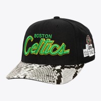 Boston Celtics Mitchell & Ness x Just Don Black I Love This Team Snakeskin Strapback Hat