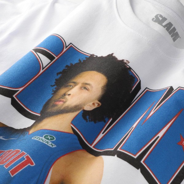 Unisex Detroit Pistons Cade Cunningham SLAM White April/May 2025 Cover Graphic T-Shirt