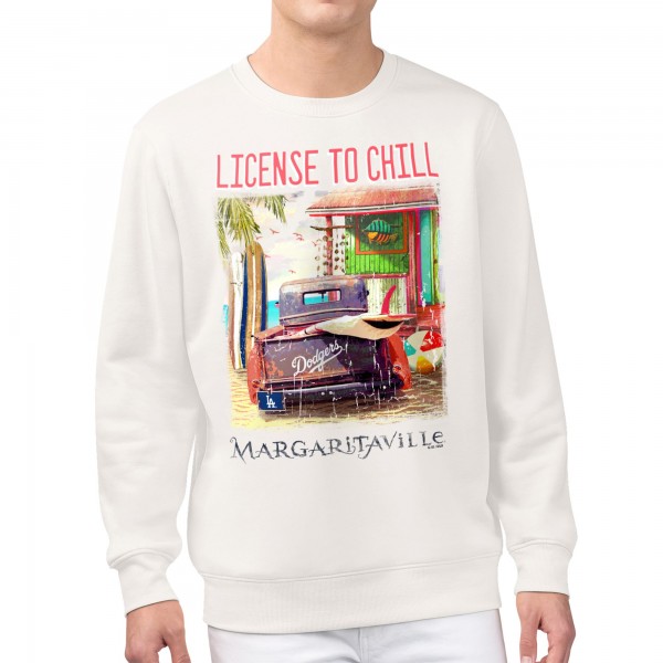 Los Angeles Dodgers Margaritaville Cream License to Chill Fleece Sweatshirt