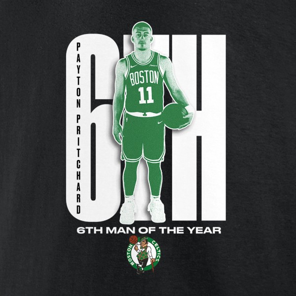 Boston Celtics Payton Pritchard Black 2025 NBA Sixth Man of the Year T-Shirt