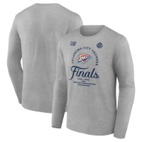 Футболка с длинным рукавом Oklahoma City Thunder Fanatics Heather Gray 2025 Western Conference Champions Locker Room