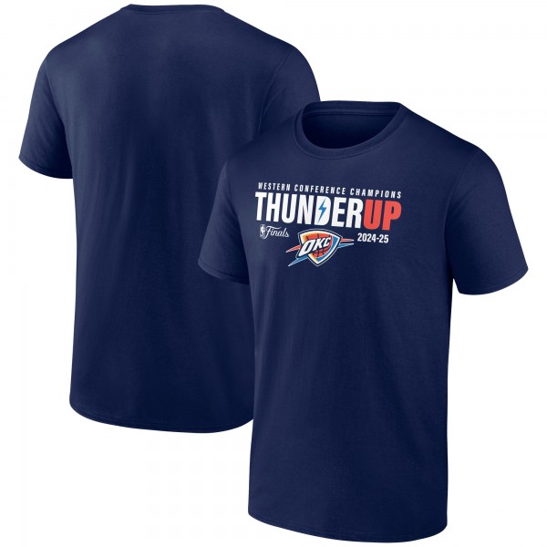 Футболка Oklahoma City Thunder Fanatics Navy 2025 Western Conference Champions Hometown Collection