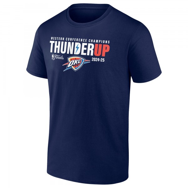Футболка Oklahoma City Thunder Fanatics Navy 2025 Western Conference Champions Hometown Collection