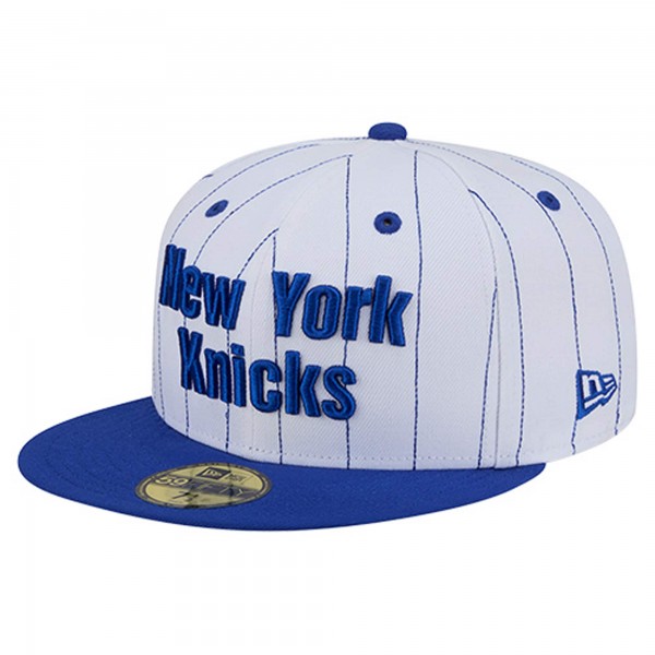 Бейсболка New York Knicks New Era White Wordmark Pinstripe 59FIFTY