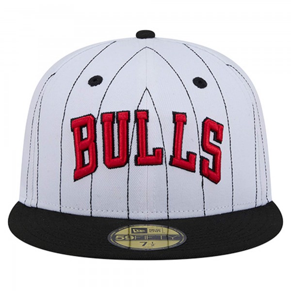 Бейсболка Chicago Bulls New Era White Wordmark Pinstripe 59FIFTY