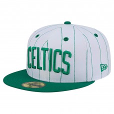 Бейсболка Boston Celtics New Era White Wordmark Pinstripe 59FIFTY