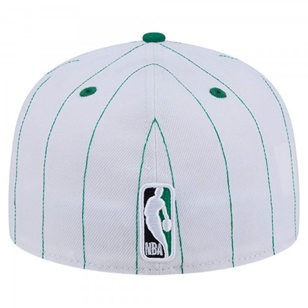 Бейсболка Boston Celtics New Era White Wordmark Pinstripe 59FIFTY