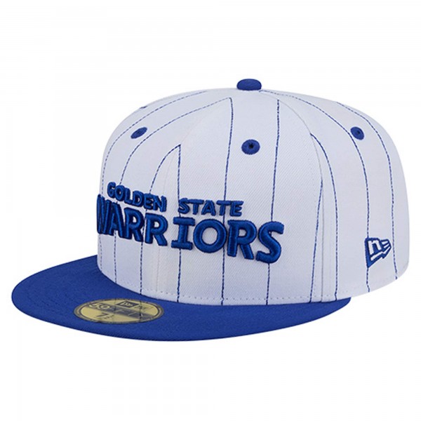 Бейсболка Golden State Warriors New Era White Wordmark Pinstripe 59FIFTY