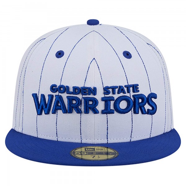 Бейсболка Golden State Warriors New Era White Wordmark Pinstripe 59FIFTY