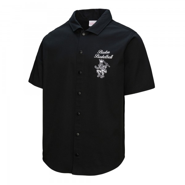 Boston Celtics Mitchell & Ness Black Hardwood Classics Camp Shirt