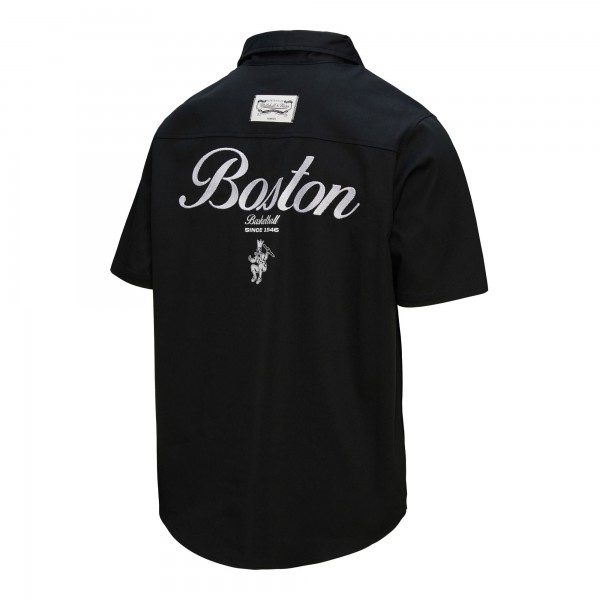 Boston Celtics Mitchell & Ness Black Hardwood Classics Camp Shirt