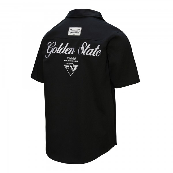 Рубашка с коротким рукавом Golden State Warriors Mitchell & Ness Black Hardwood Classics Camp