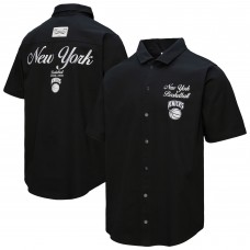New York Knicks Mitchell & Ness Black Hardwood Classics Camp Shirt