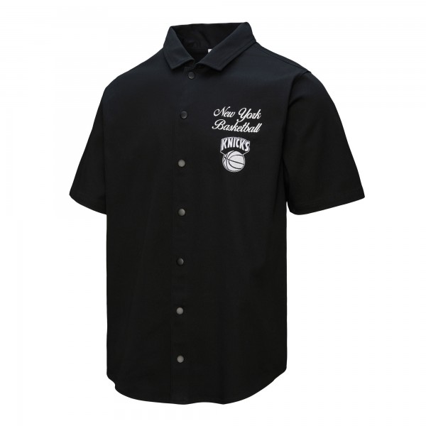 New York Knicks Mitchell & Ness Black Hardwood Classics Camp Shirt