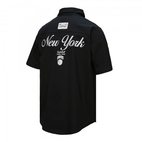 New York Knicks Mitchell & Ness Black Hardwood Classics Camp Shirt