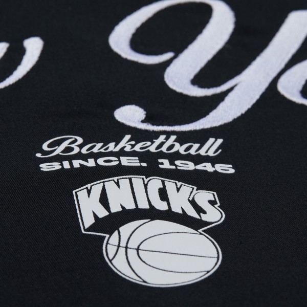 New York Knicks Mitchell & Ness Black Hardwood Classics Camp Shirt