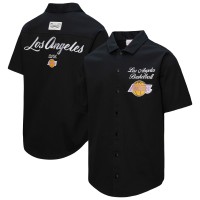 Рубашка с коротким рукавом Los Angeles Lakers Mitchell & Ness Black Hardwood Classics Camp