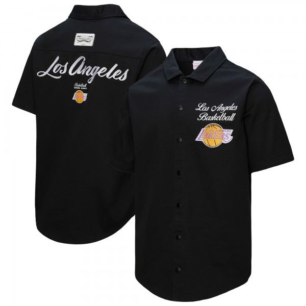Рубашка с коротким рукавом Los Angeles Lakers Mitchell & Ness Black Hardwood Classics Camp
