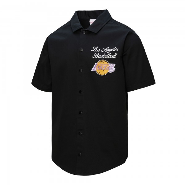 Рубашка с коротким рукавом Los Angeles Lakers Mitchell & Ness Black Hardwood Classics Camp