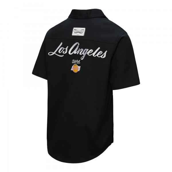 Рубашка с коротким рукавом Los Angeles Lakers Mitchell & Ness Black Hardwood Classics Camp