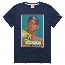 New York Yankees Mickey Mantle Homage Navy Topps Baseball Card Player T-Shirt