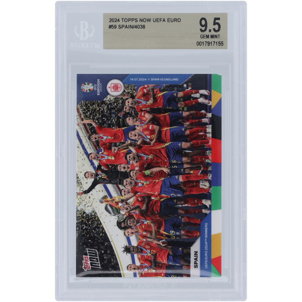 Карточка Spain National Team 2024 Topps Now UEFA Euro 24 Winners 14.07.24 #59 BGS Authenticated 9.5