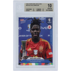 Карточка Nico Williams Spain National Team 2024 Topps Now of the Match UEFA Euro 2024 14.07.24 #60 BGS Authenticated 10 - 10,10,9.5,10 Subgrades