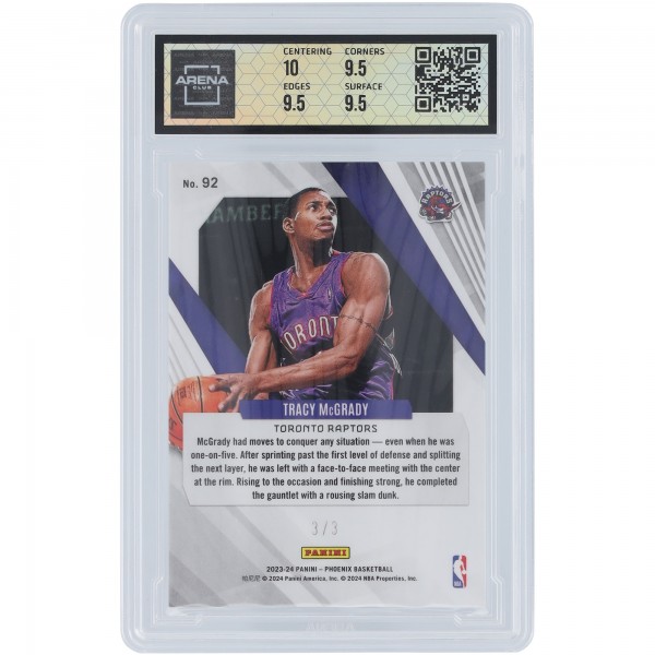 Tracy McGrady Toronto Raptors 2023-24 Panini Phoenix Starry Prizm #92 #3/3 Arena Club Authenticated 10 Card