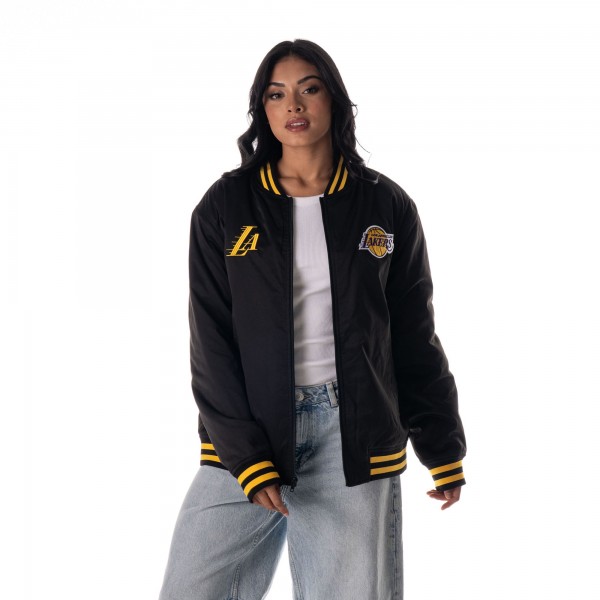 Unisex Los Angeles Lakers The Wild Collective Black Full-Snap Bomber Jacket