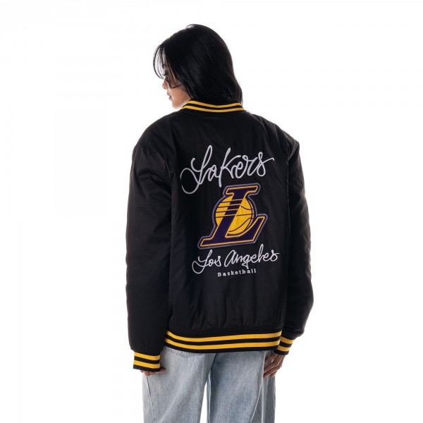 Unisex Los Angeles Lakers The Wild Collective Black Full-Snap Bomber Jacket