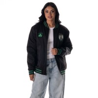 Unisex Boston Celtics The Wild Collective Black Full-Snap Bomber Jacket